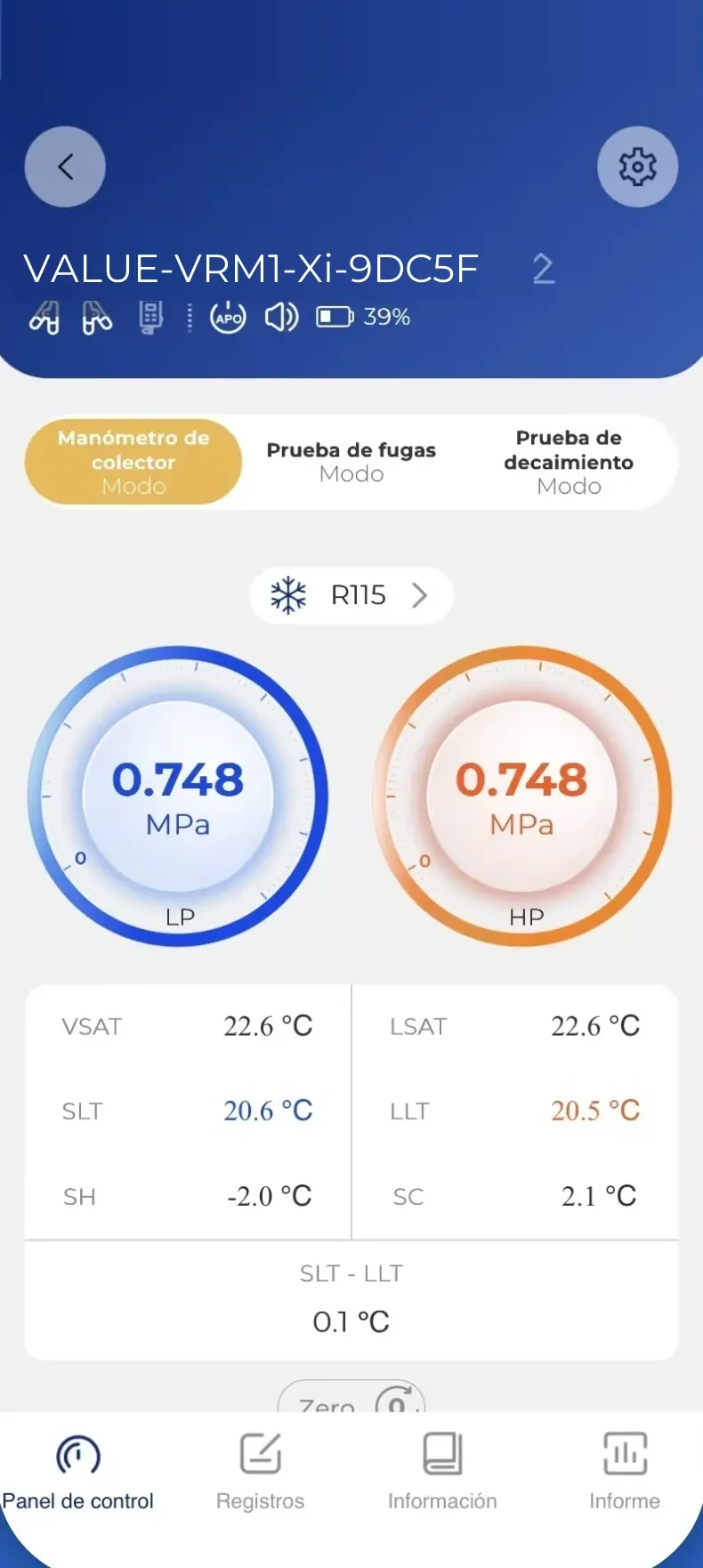 Hi VALUE: datos de medición