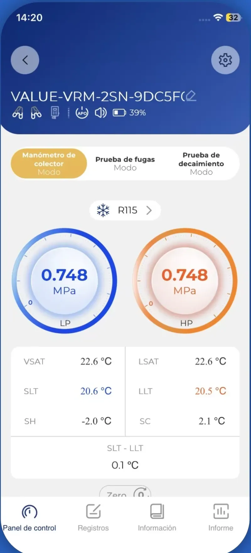 Hi VALUE: datos de medición